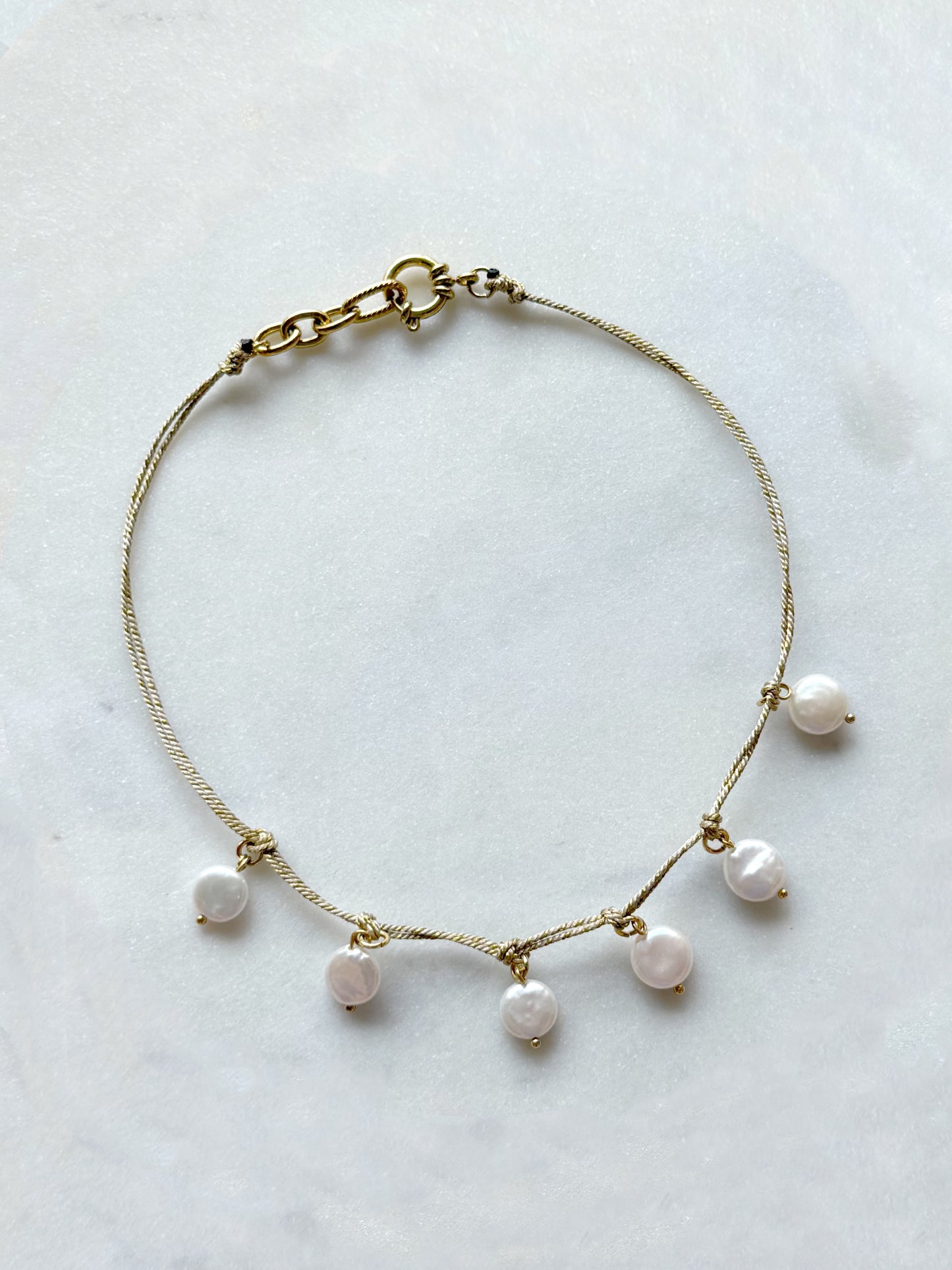 MAR Turquoise / Ciel / Sable - collier cordon perles de culture
