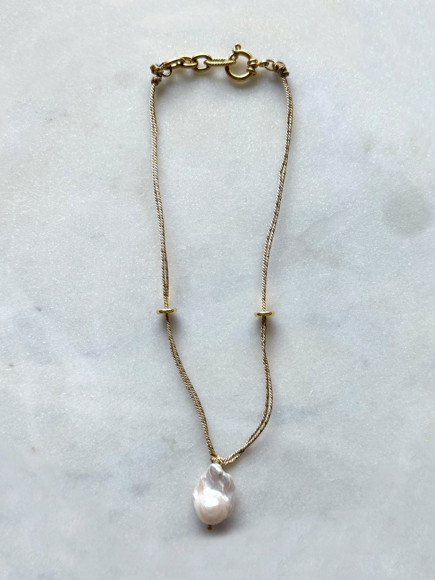 BAROCCO Sable / Turquoise - collier cordon perles de culture