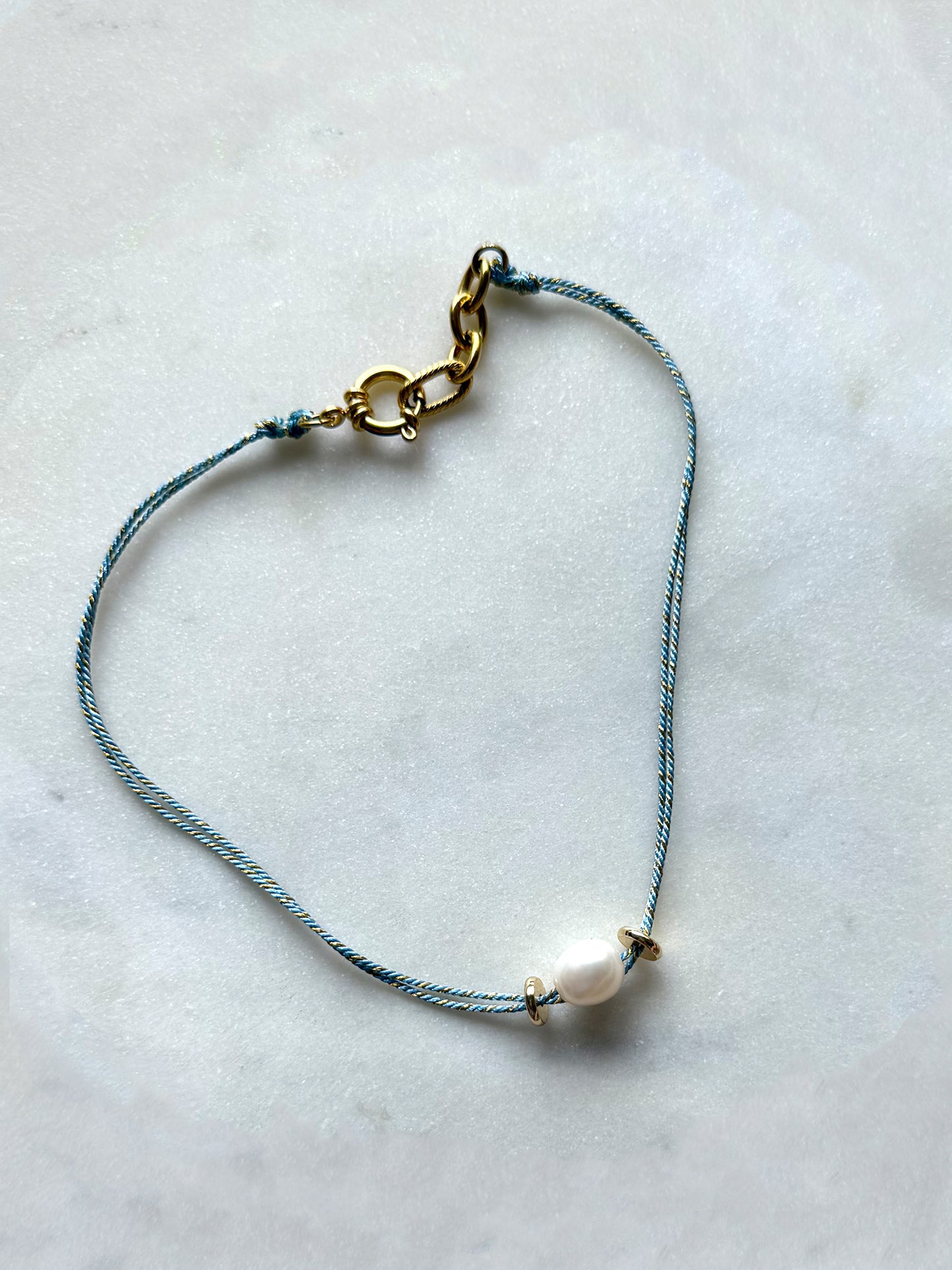 DULCE Sable / Ciel - collier cordon perles de culture