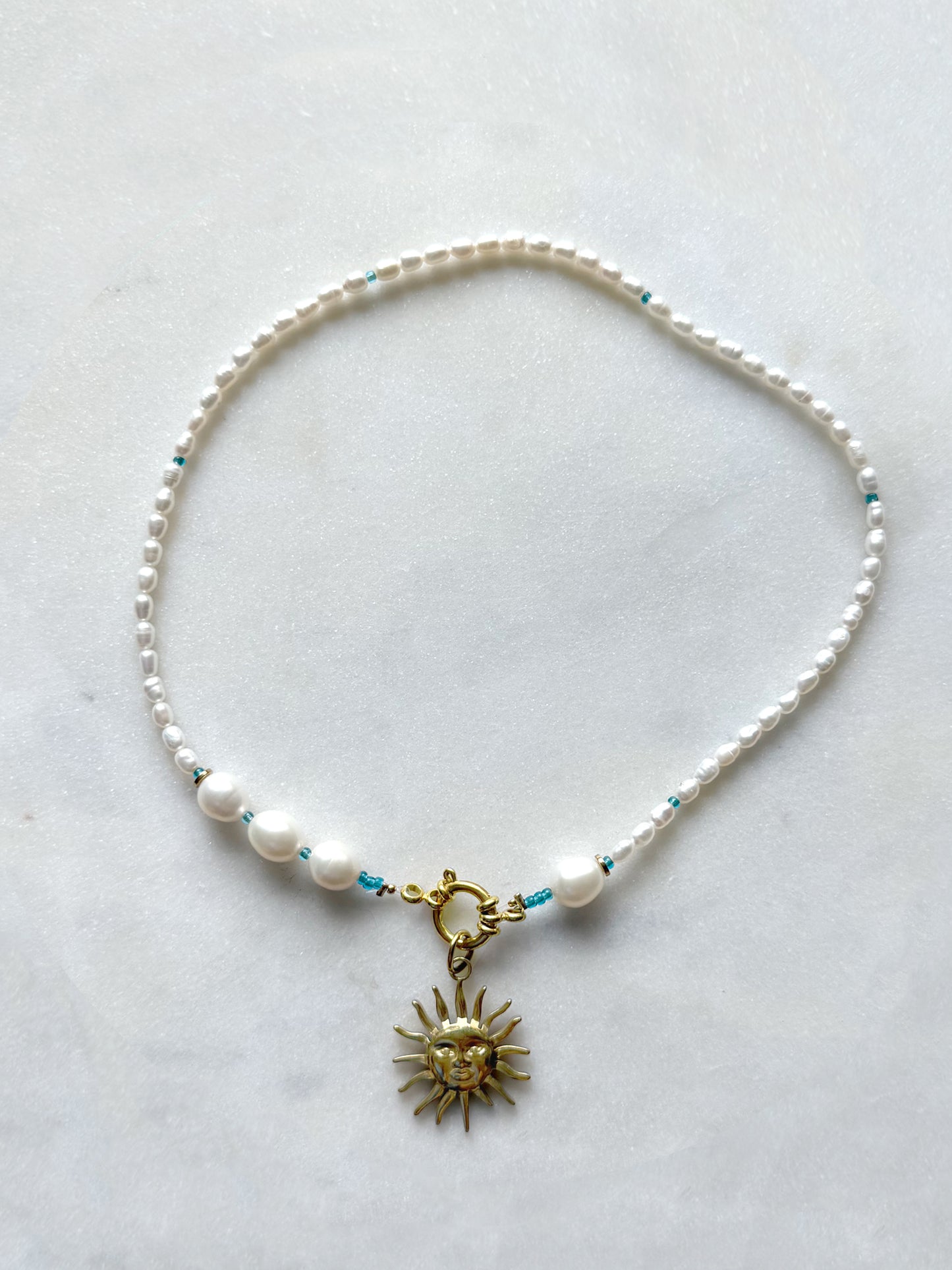 SALÉE turquoise - collier perles de culture