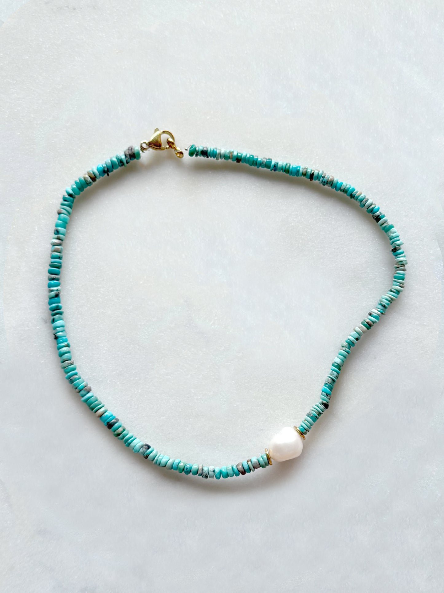 TURQUESA & PERLA - collier pierres semi-précieuses, perle de culture