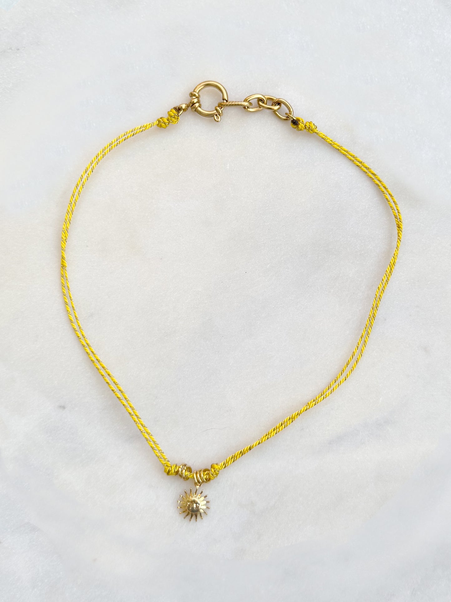 BBY HEOL Turquoise / Ciel / Jaune - collier cordon pampille bby soleils