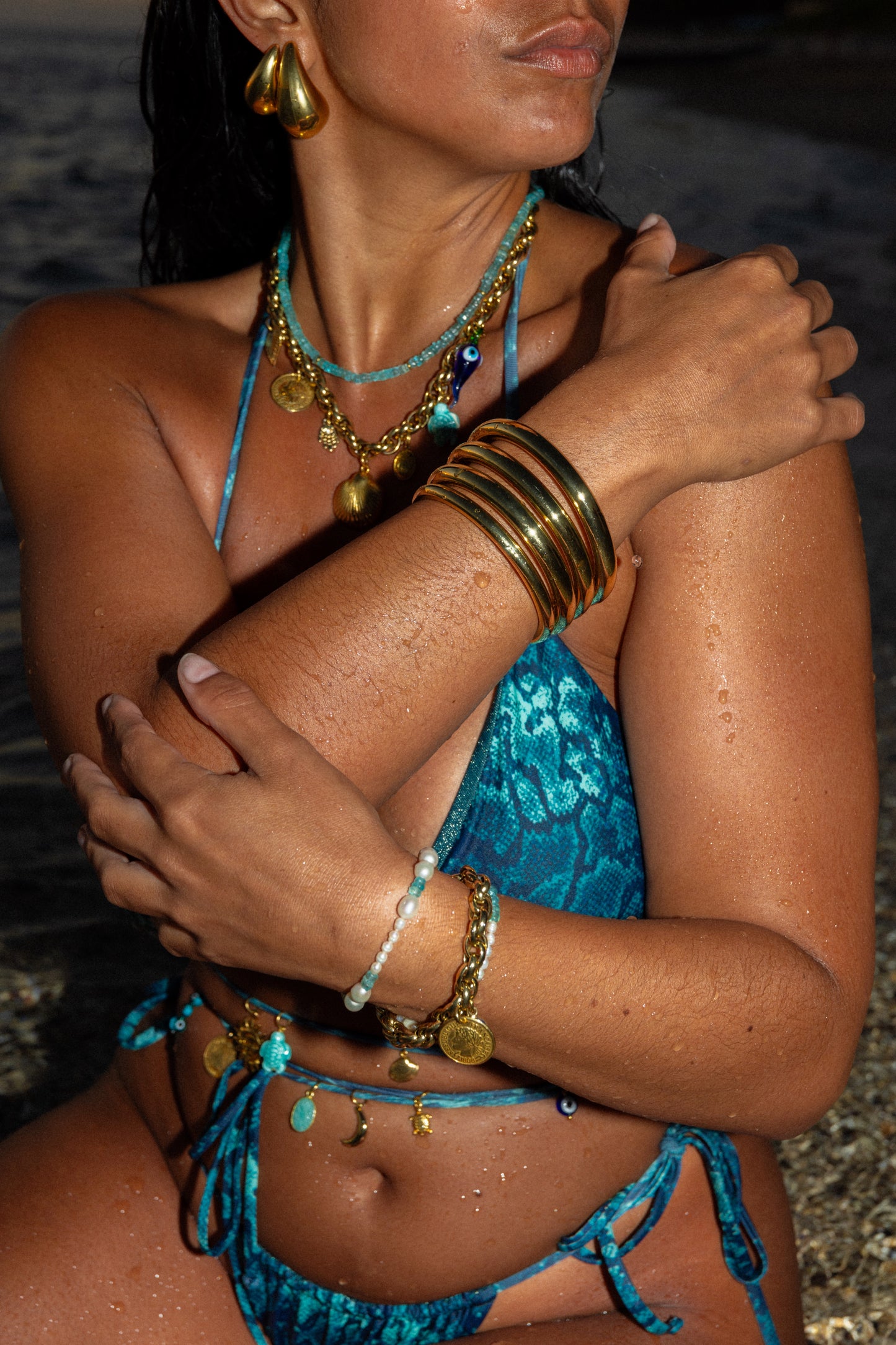 LAGON - collier jute pierres semi-précieuses