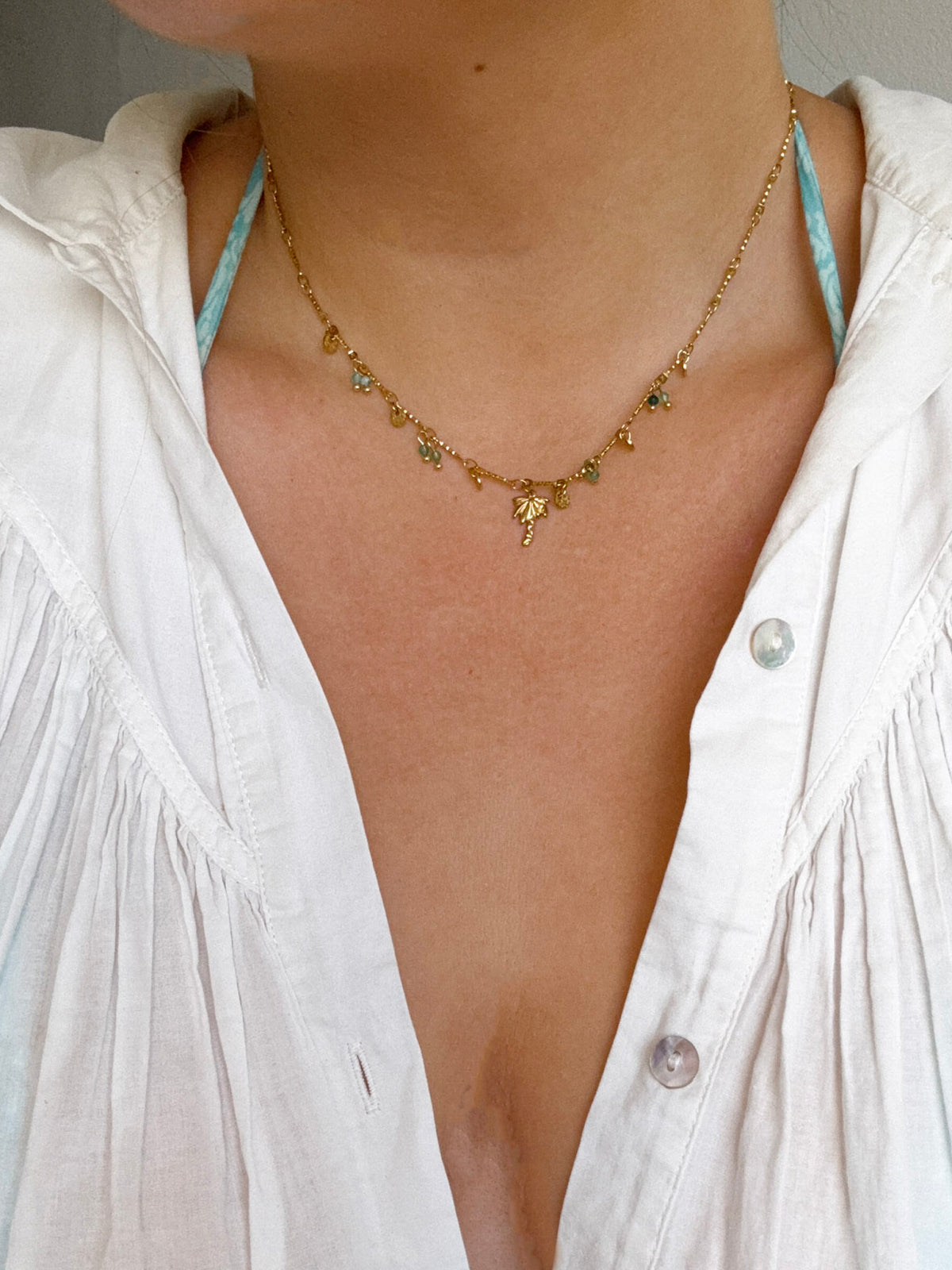 PAMPILLES palmier - collier pampilles & pierres semi précieuses