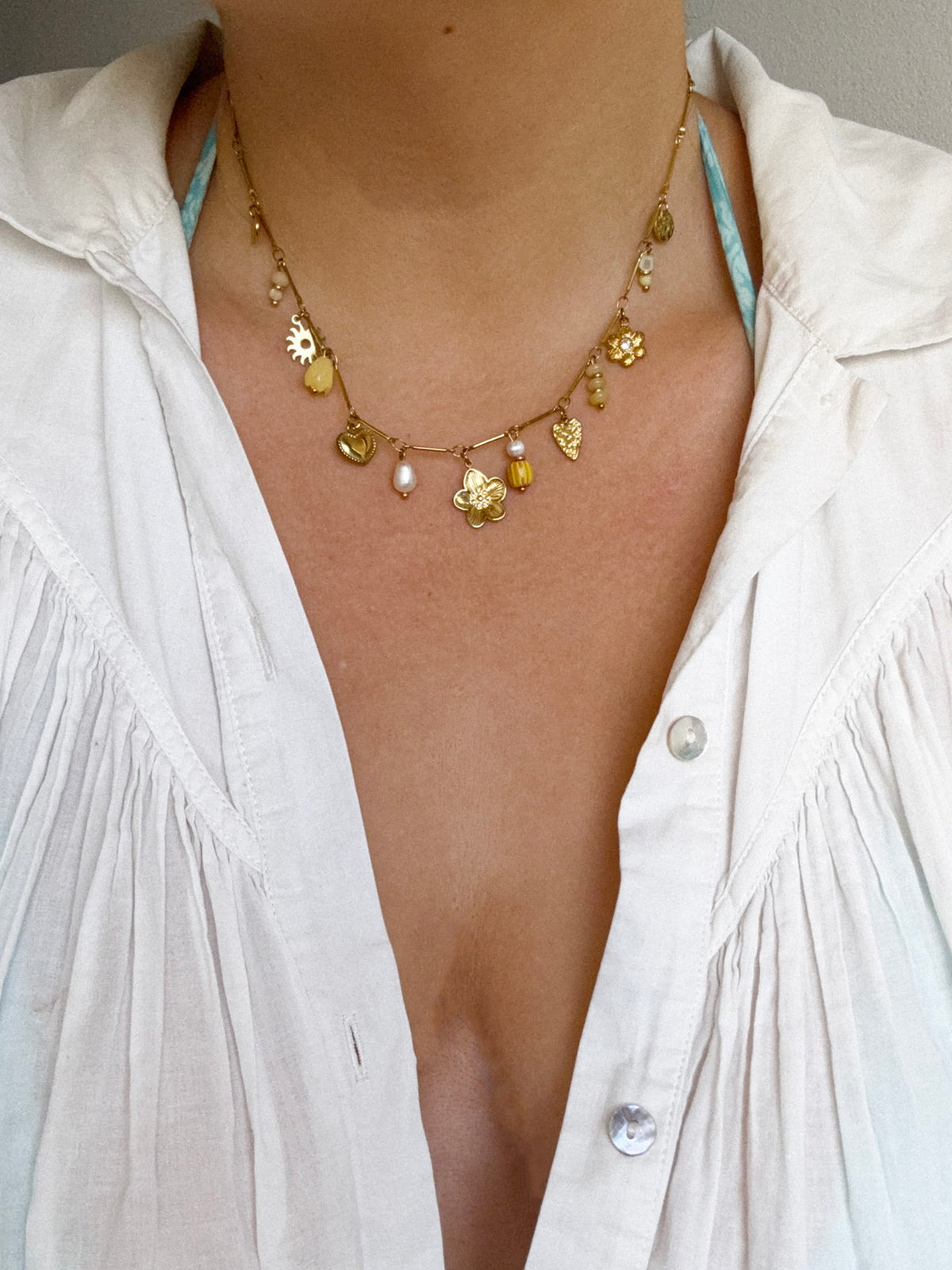 BEURRE - collier multicharms jaune