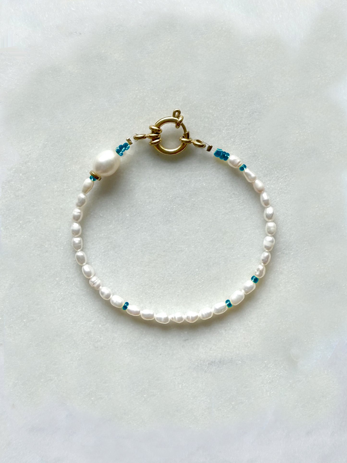 SALÉE turquoise - bracelet perles de culture, perles coloré verre