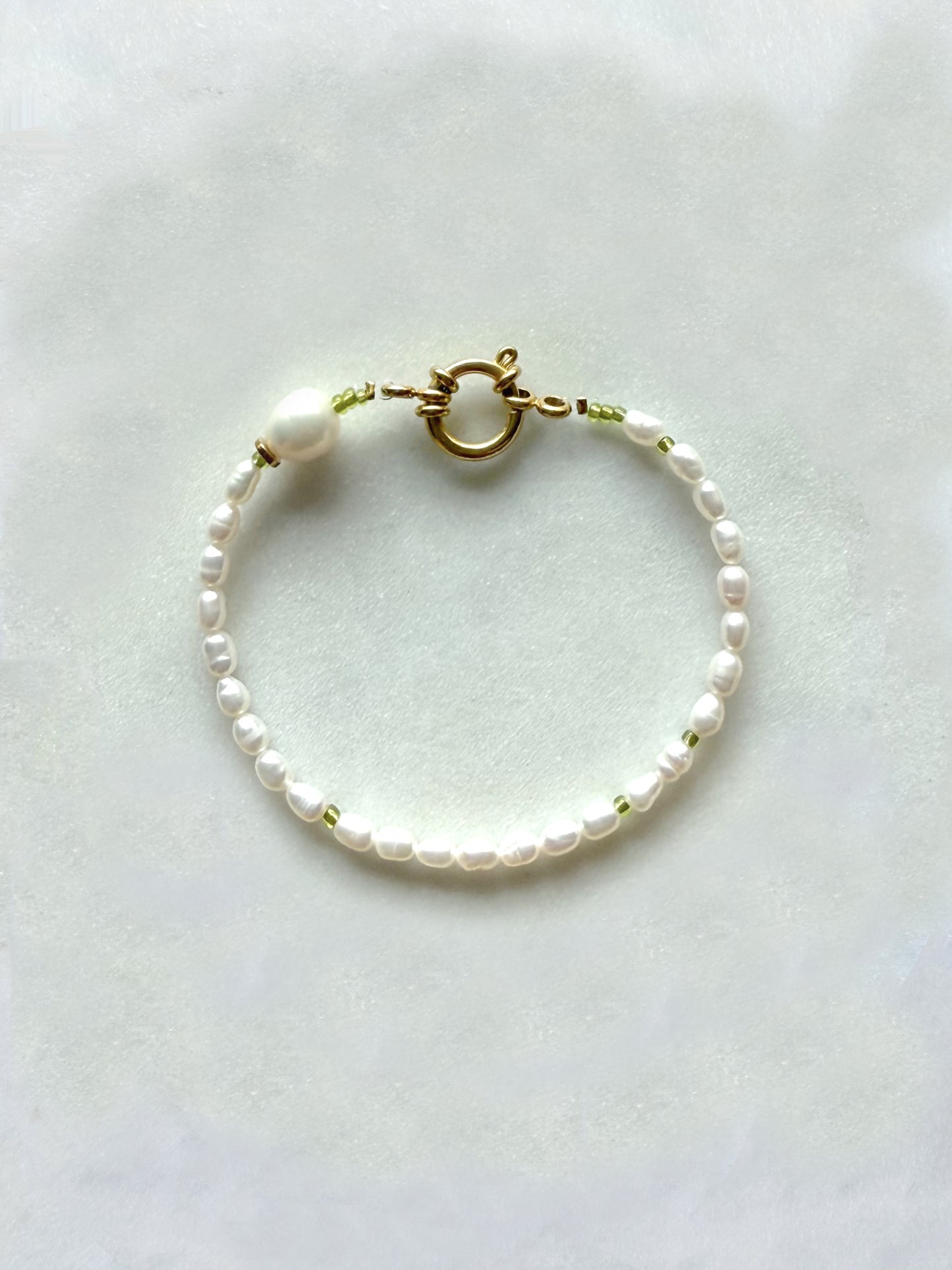 SALÉE vert - bracelet perles de culture, perles coloré verre