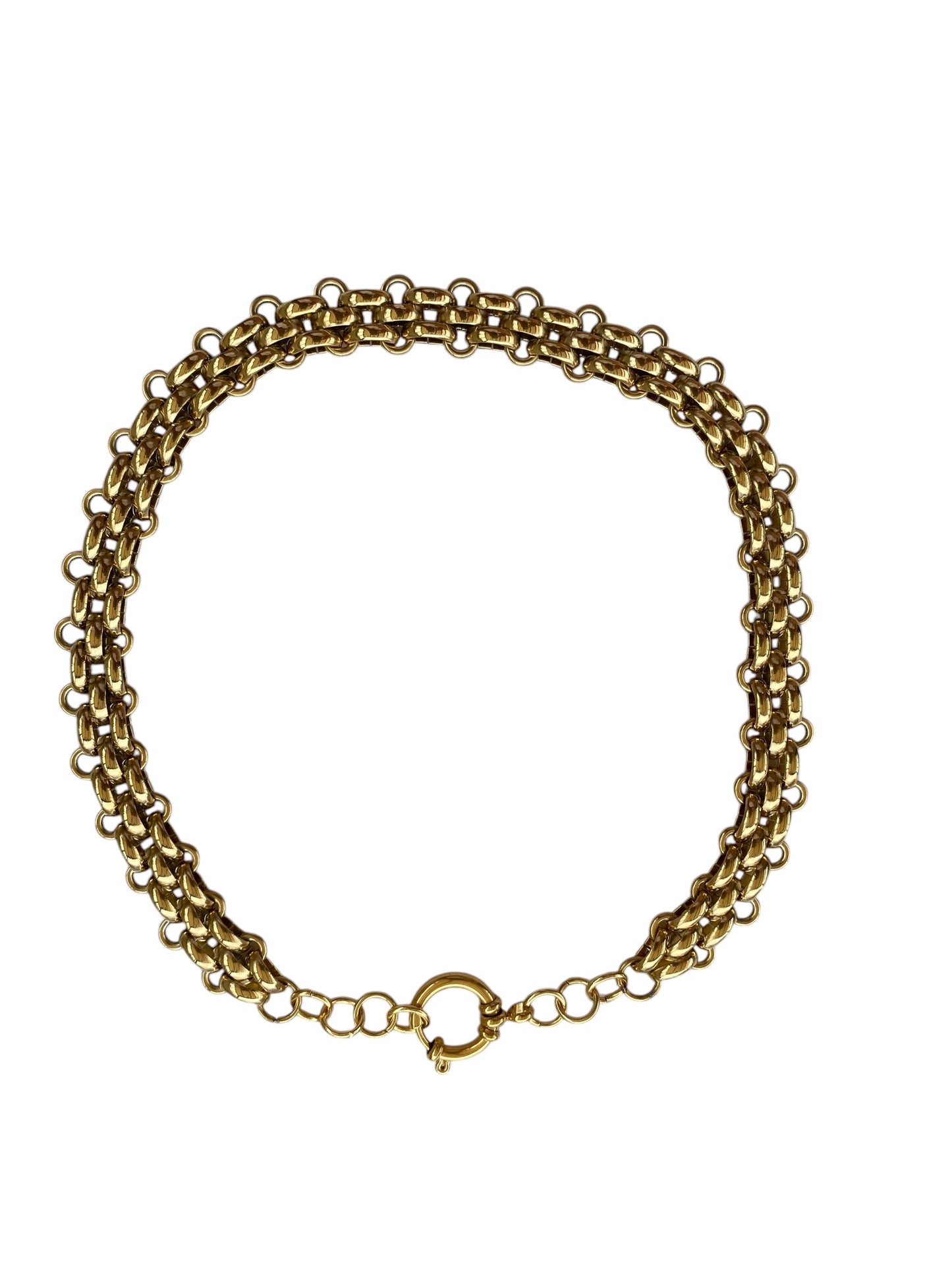 CONCHA - Collier ras-du-rou double maille forçat croisée