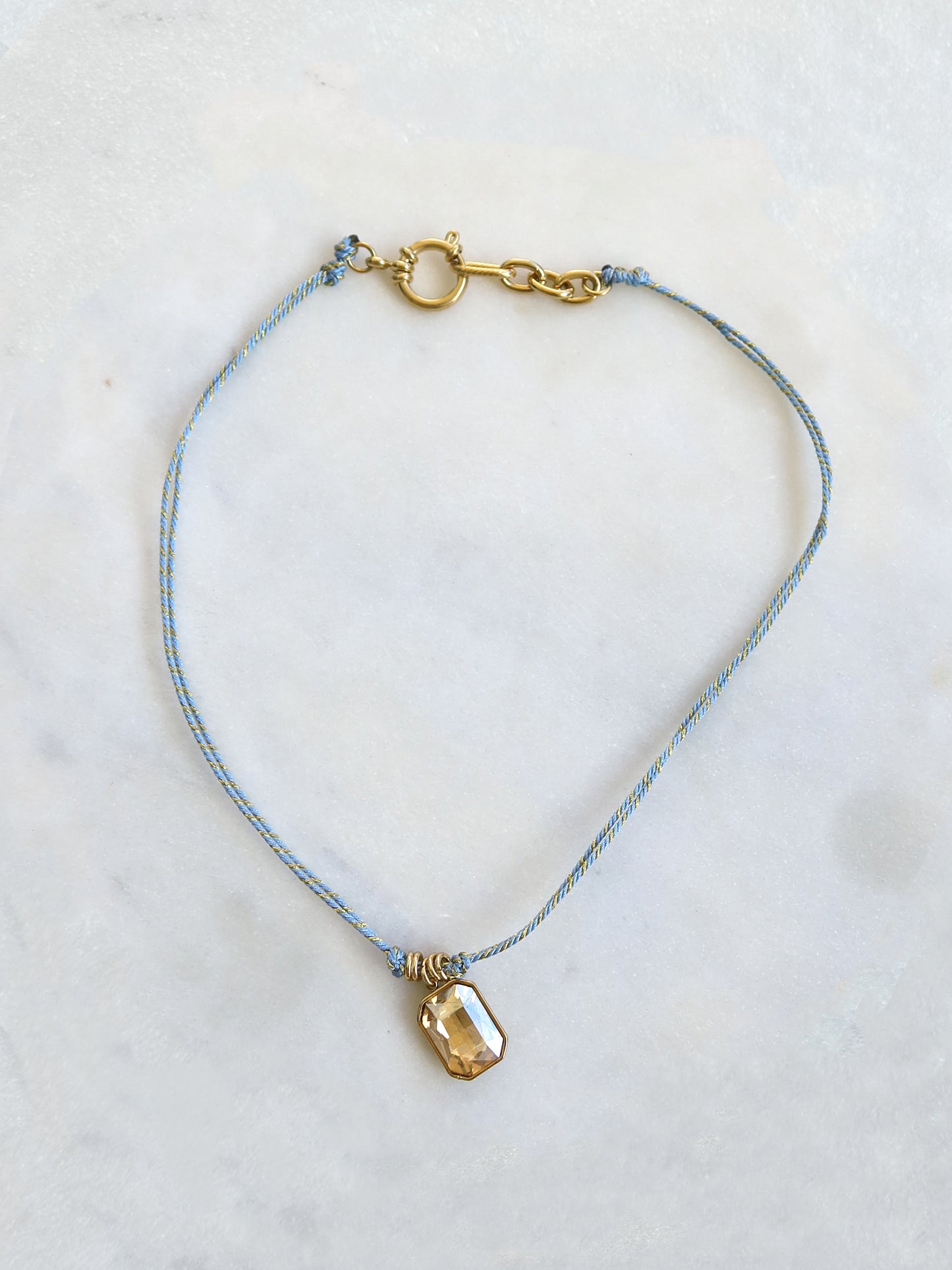 LUX Orange / Turquoise / Jaune / Orange / Jaune - collier cordon verre