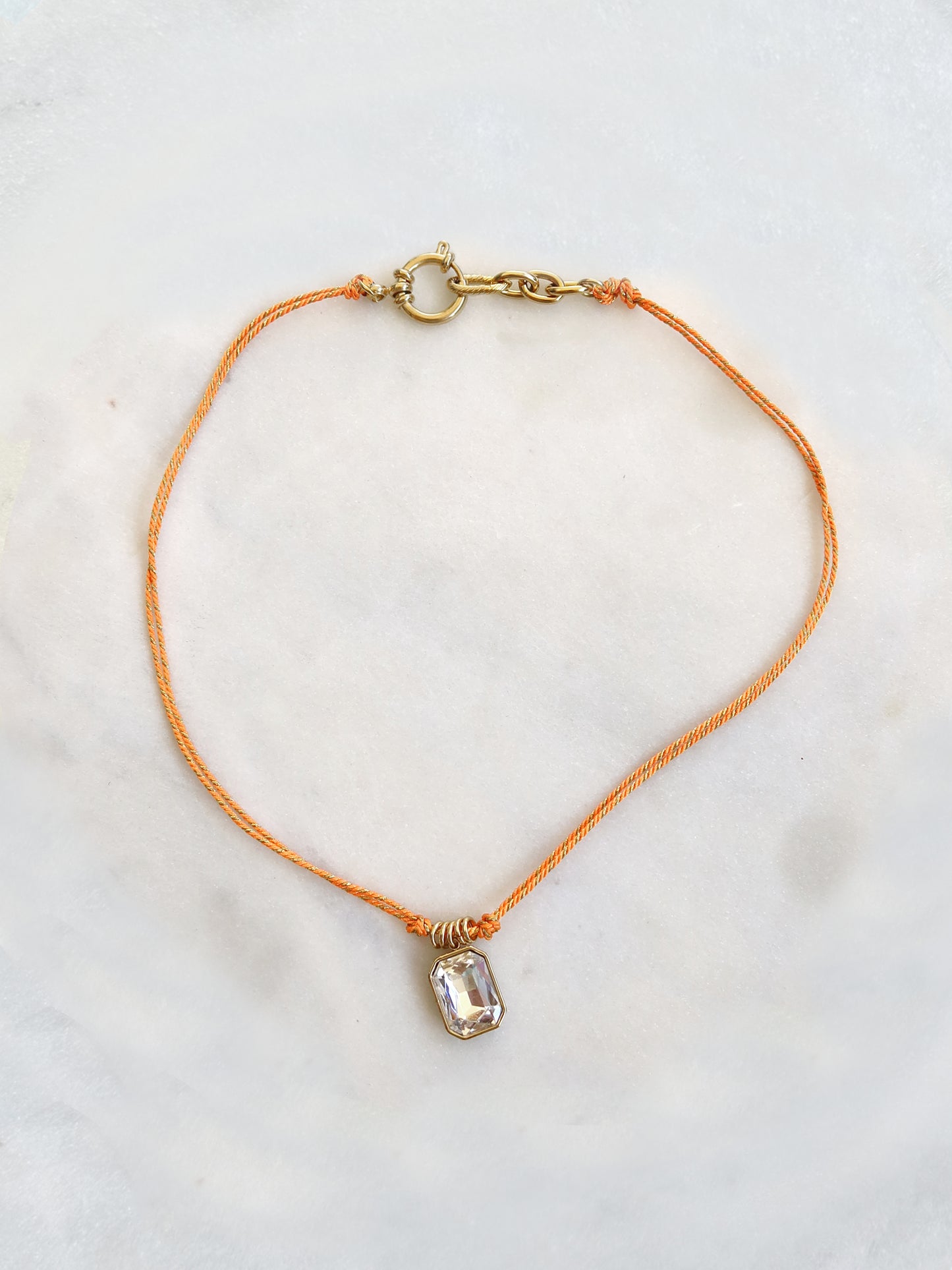 LUX Orange / Turquoise / Jaune / Orange / Jaune - collier cordon verre