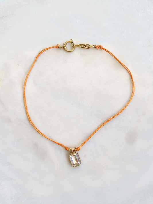 LUX Orange / Turquoise / Jaune / Orange / Jaune - collier cordon verre