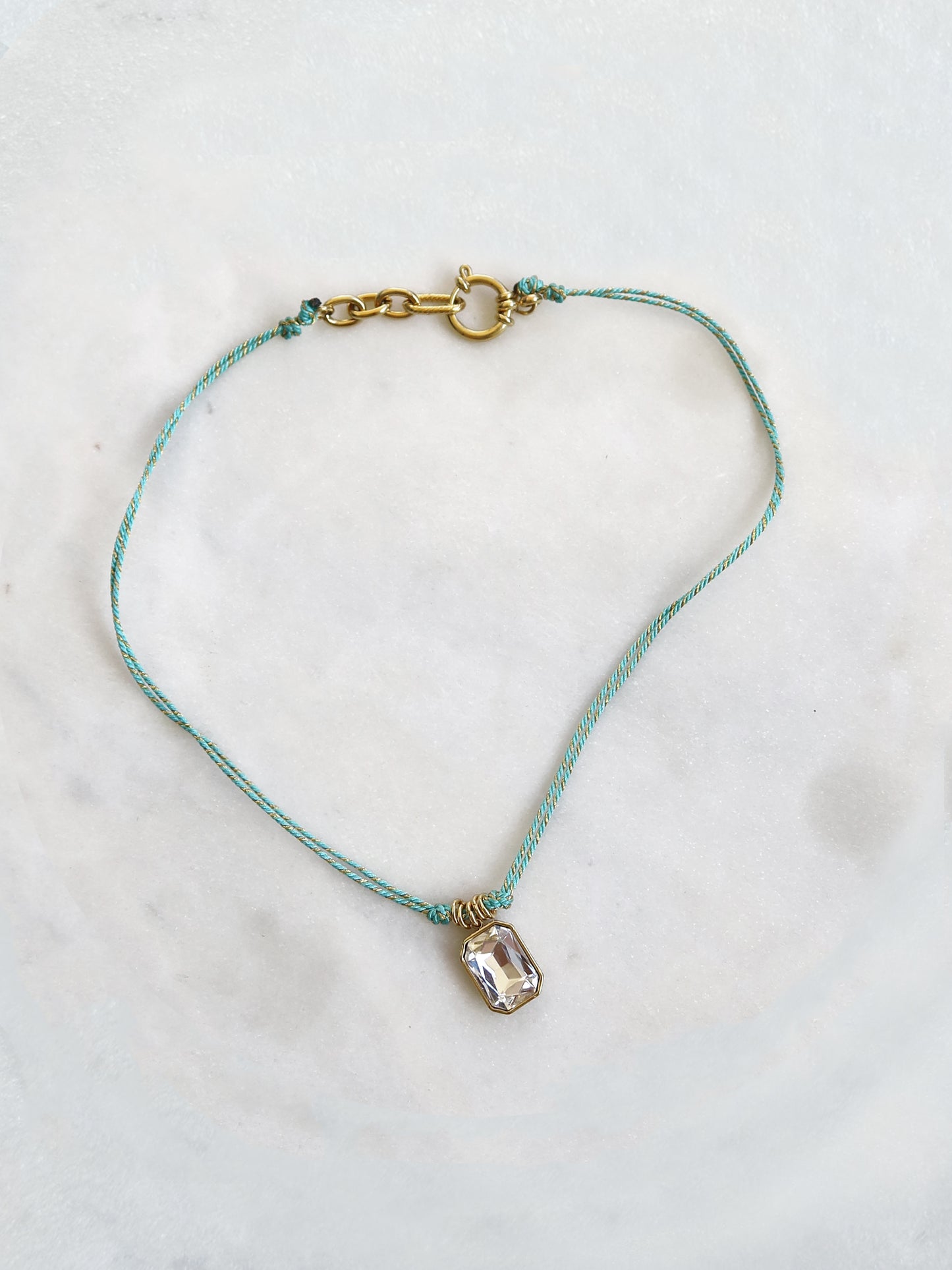 LUX Orange / Turquoise / Jaune / Orange / Jaune - collier cordon verre