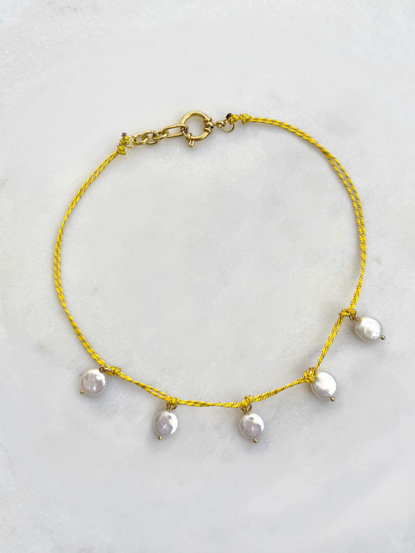 MAR Turquoise / Ciel / Sable / Orange / Jaune - collier cordon perles de culture