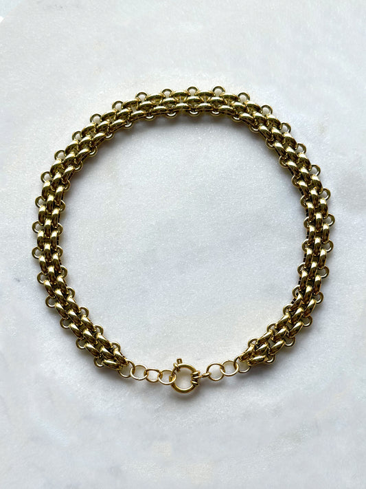 CONCHA - Collier ras-du-rou double maille forçat croisée