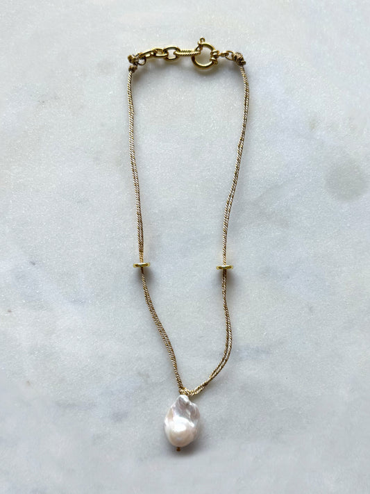 BAROCCO Sable / Turquoise - collier cordon perles de culture