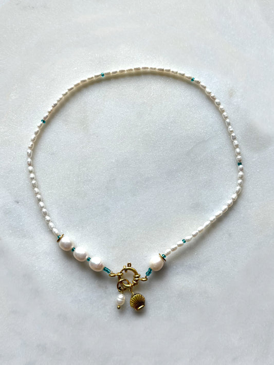 SALÉE vert d'eau - collier perles de culture