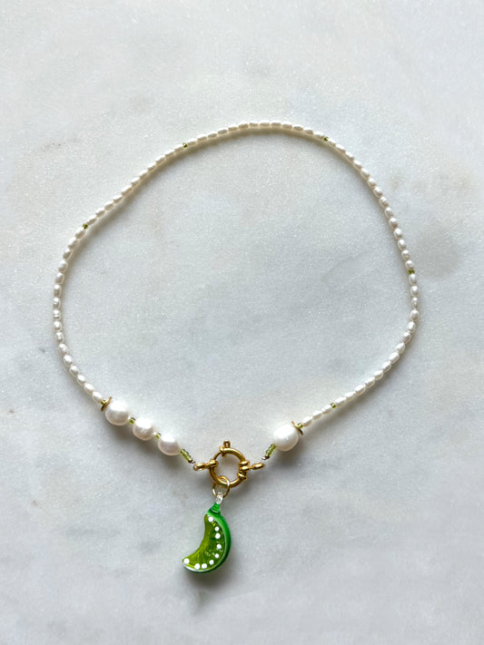 SALÉE vert - collier perles de culture