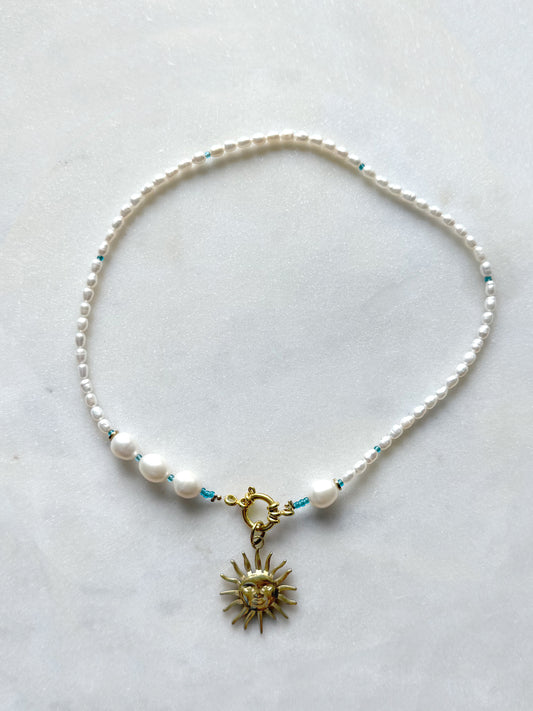 SALÉE turquoise - collier perles de culture