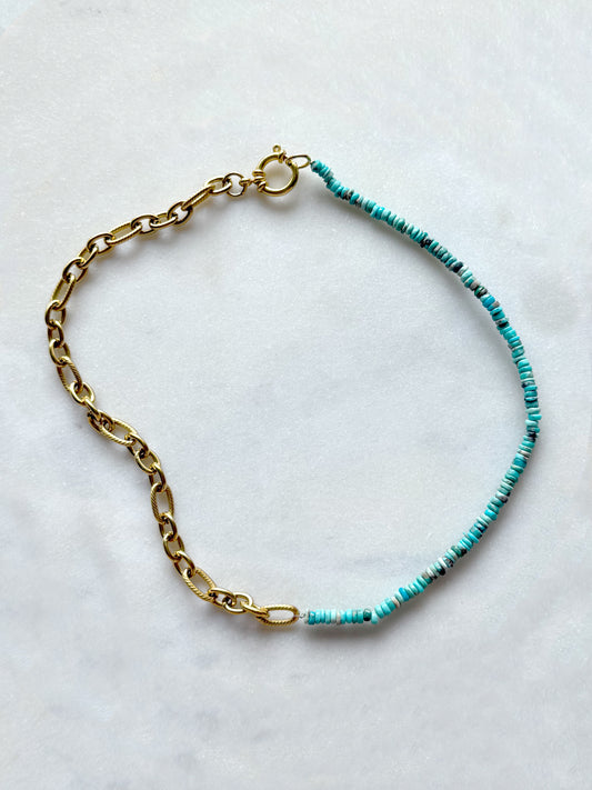 TURQUESA SOL - collier pierres semi-précieuses & torsadé acier inoxydable