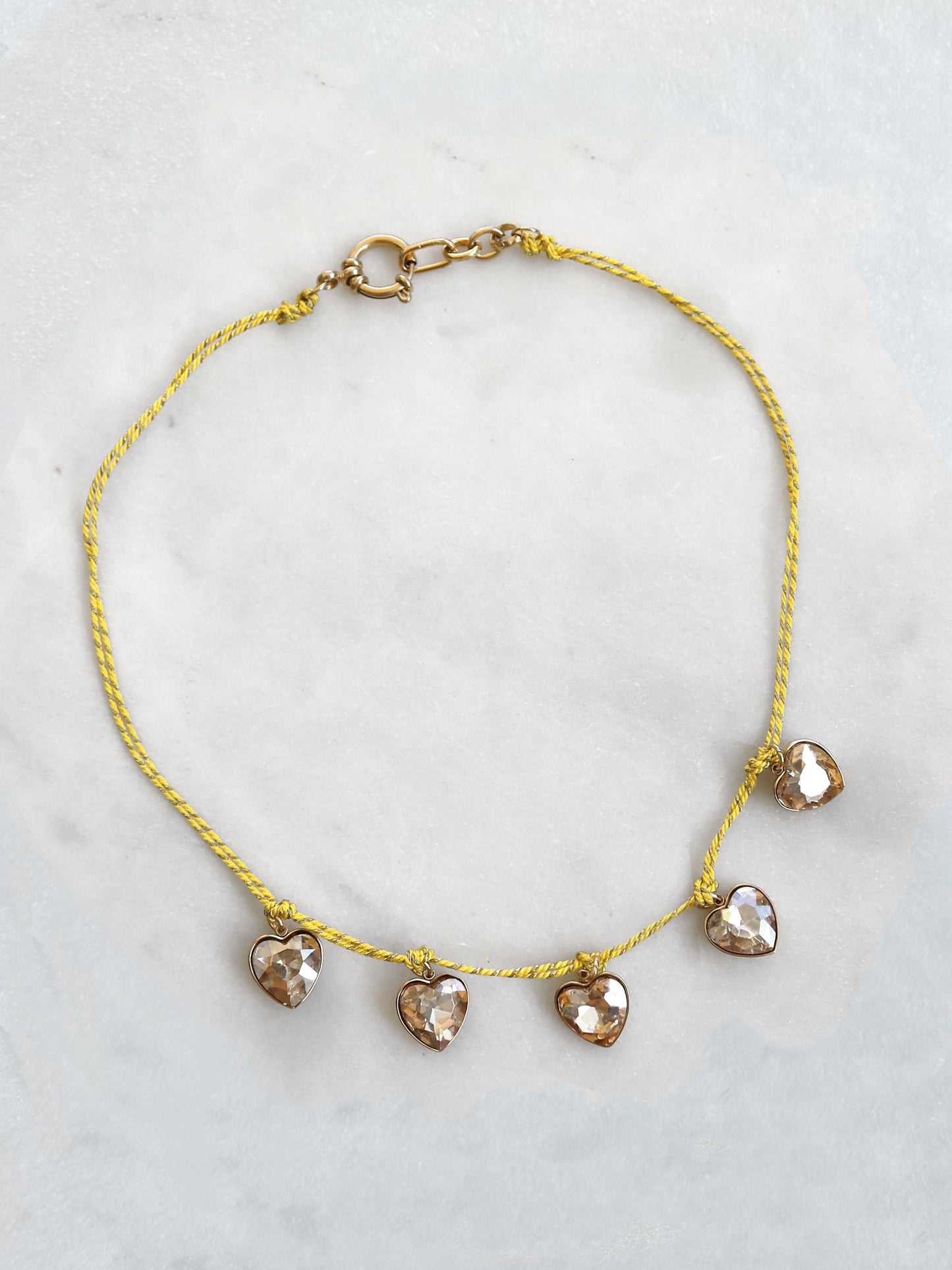 KOEUR - collier cordon jaune pampille coeur