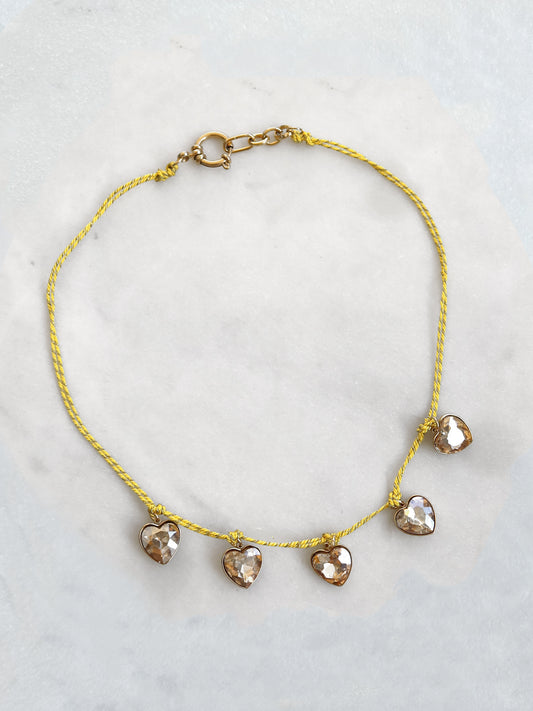 KOEUR - collier cordon jaune pampille coeur