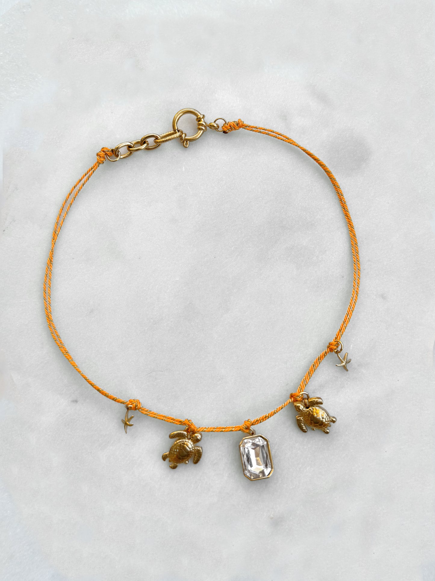 TURTLE - collier cordon pampille tortues or