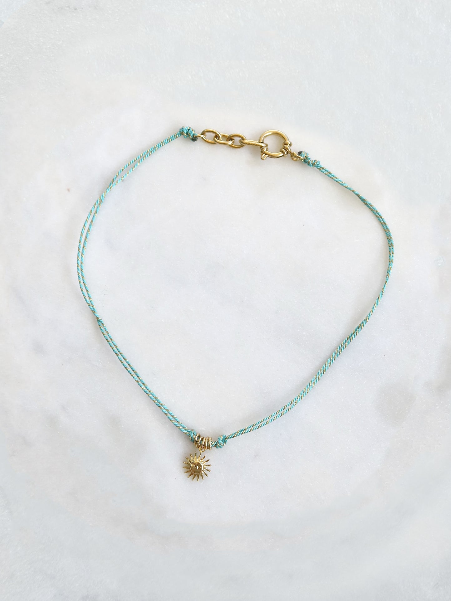 BBY HEOL Turquoise / Ciel / Jaune - collier cordon pampille bby soleils
