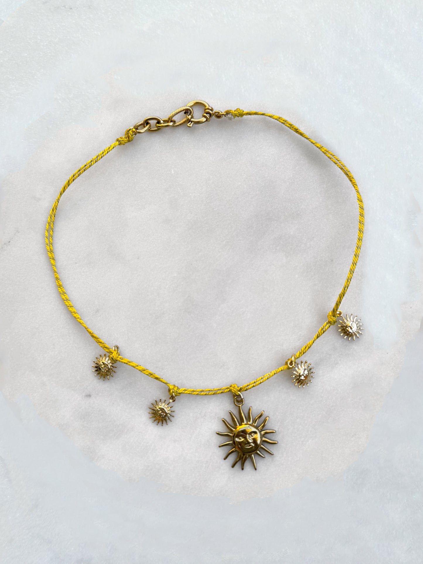 HEOL Turquoise / Ciel / Jaune - collier cordon pampille soleils