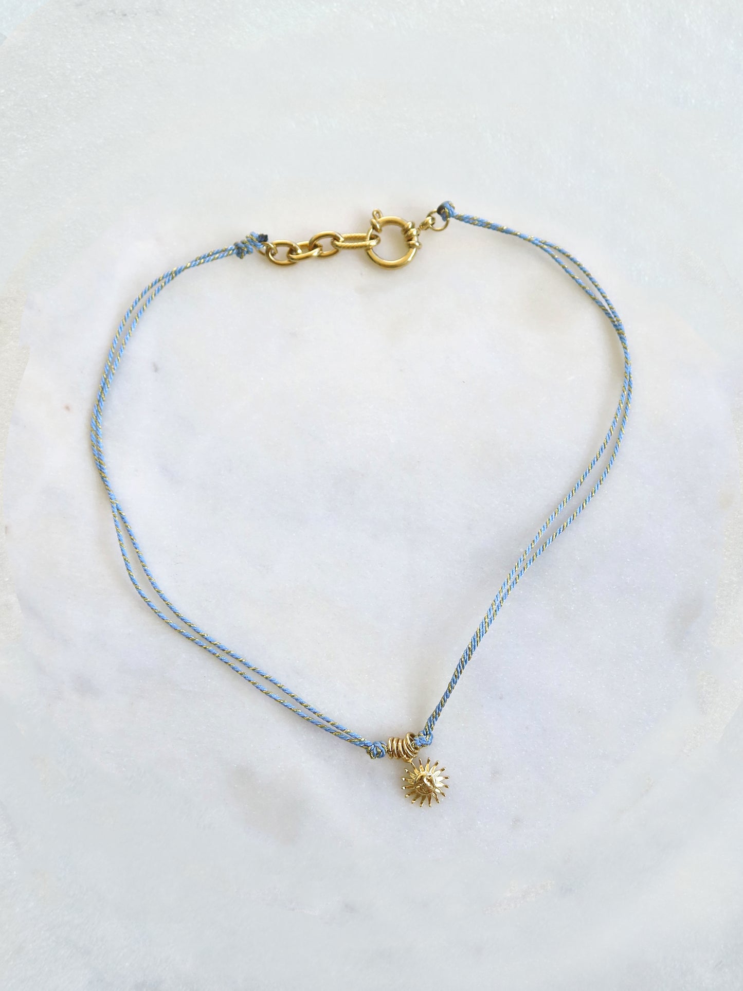 BBY HEOL Turquoise / Ciel / Jaune - collier cordon pampille bby soleils