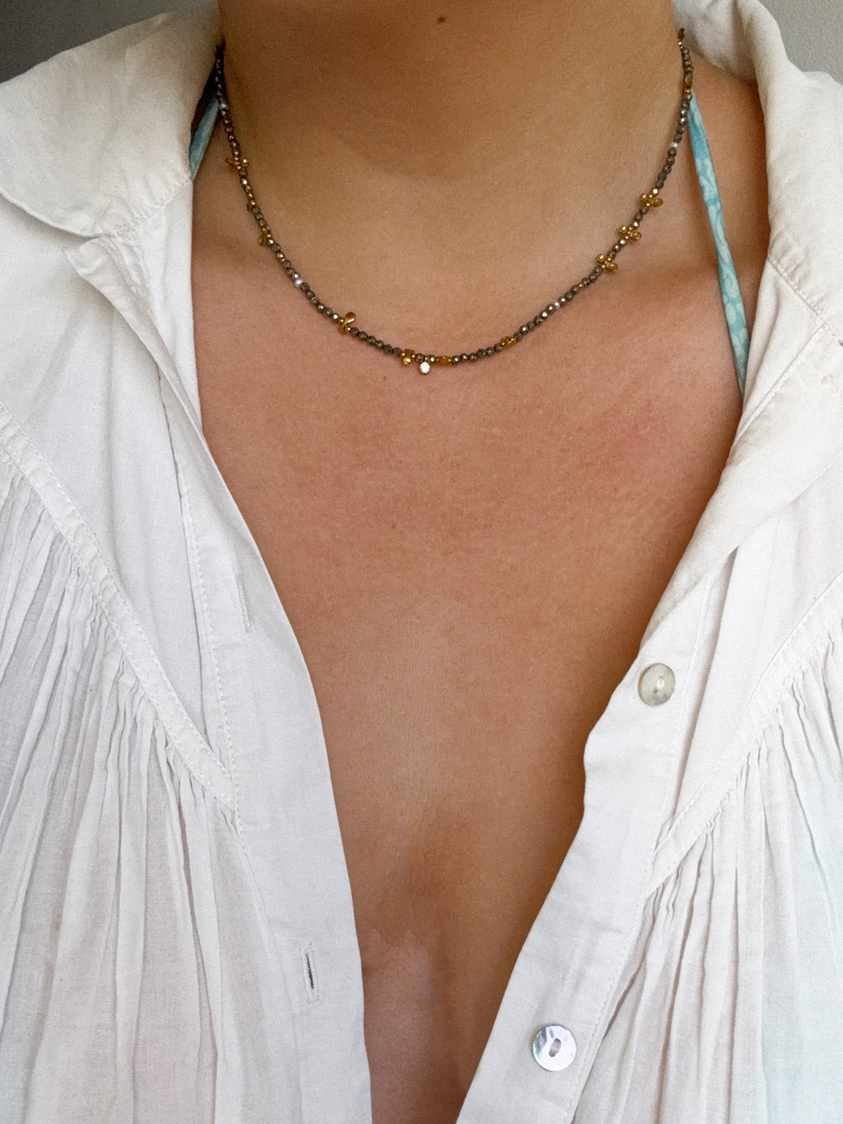 ECCEUIL amazonite / rubis rose / turquoise af... - collier pierres semi précieuses