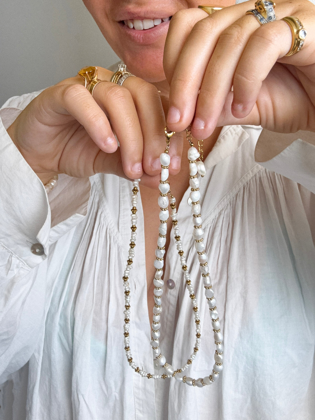 PERLA M - collier perles de culture & acier inoxydable