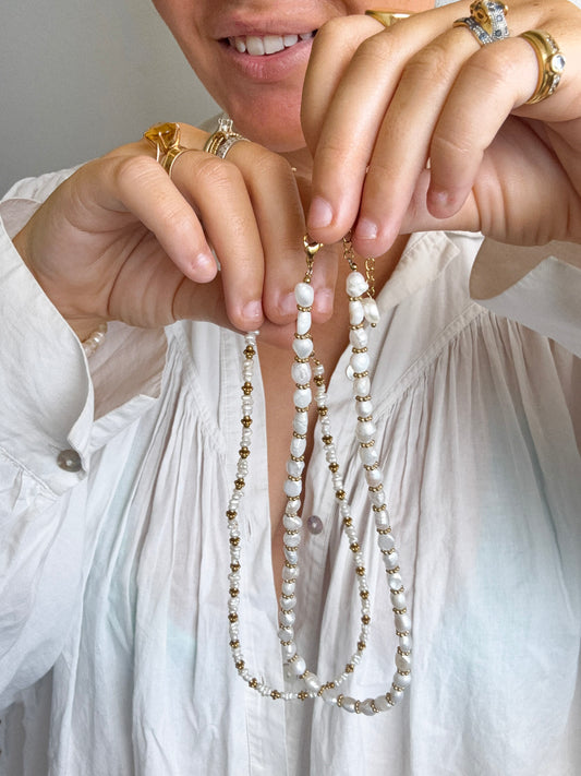 PERLA chips - collier perles de culture & acier inoxydable