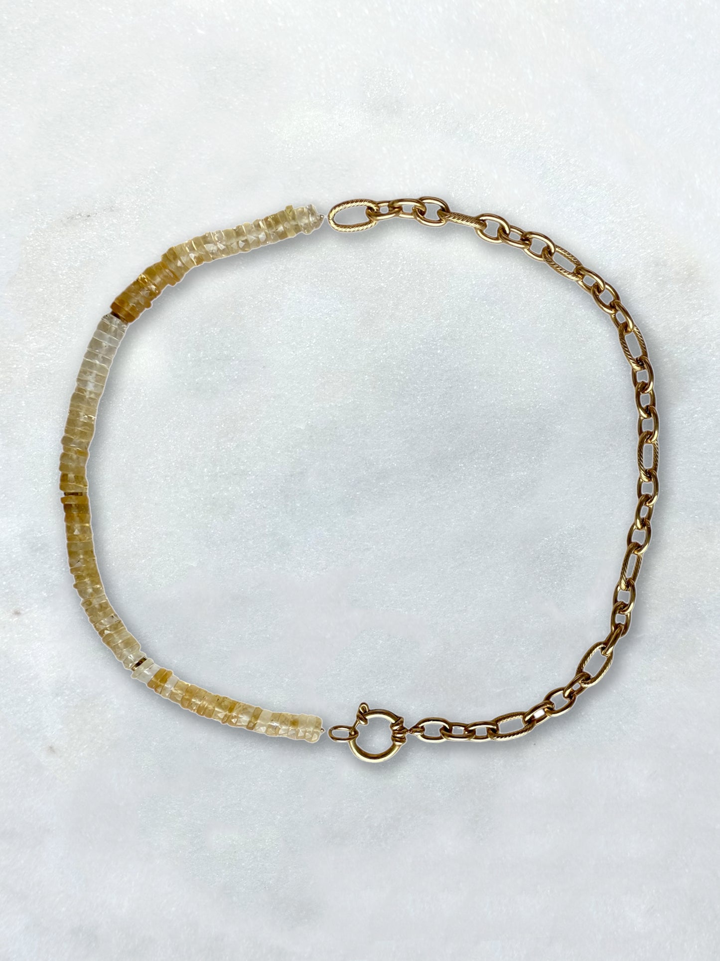 RAYO SOL - collier pierres semi-précieuses & torsadé acier inoxydable