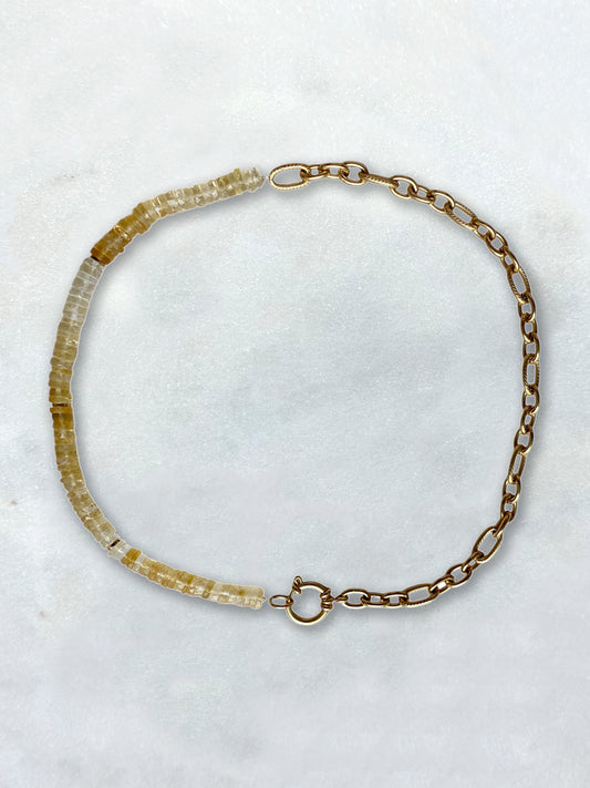 RAYO SOL - collier pierres semi-précieuses & torsadé acier inoxydable