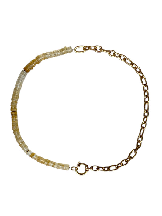 RAYO SOL - collier pierres semi-précieuses & torsadé acier inoxydable