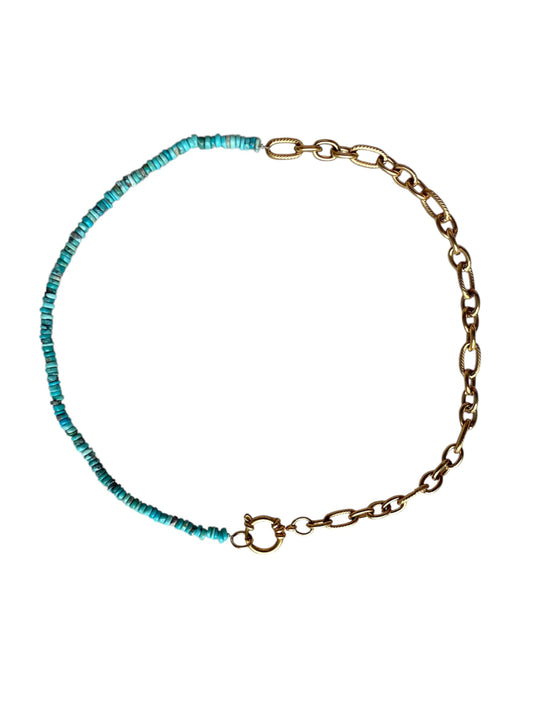 TURQUESA SOL - collier pierres semi-précieuses & torsadé acier inoxydable