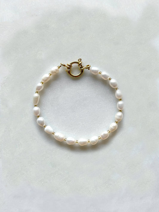 PERLA MAR gold ou vert - bracelet perles de culture, perles coloré verre