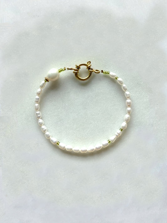 SALÉE vert - bracelet perles de culture, perles coloré verre