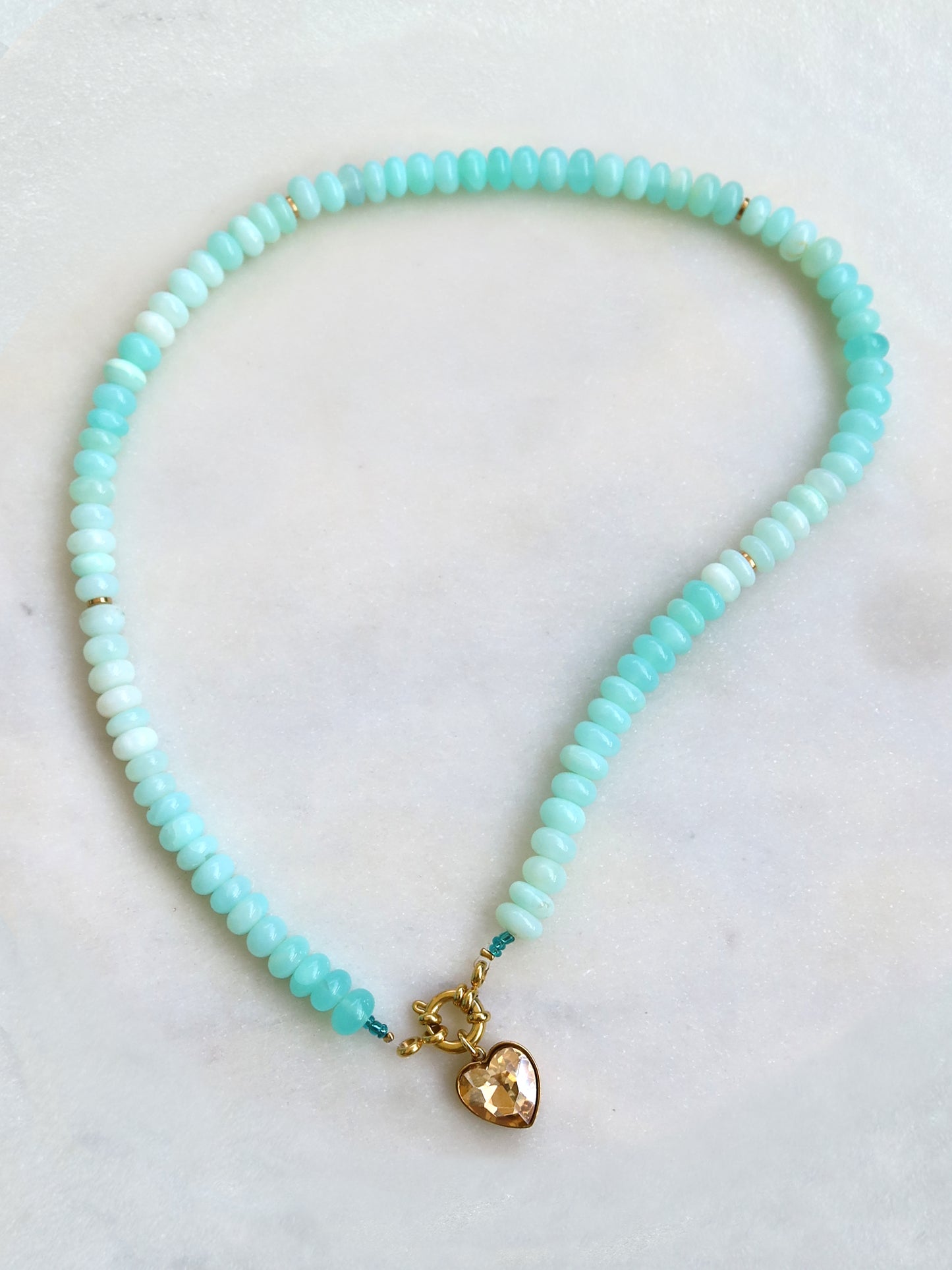 OPALE Vert d'eau - collier pierres semi-précieuses