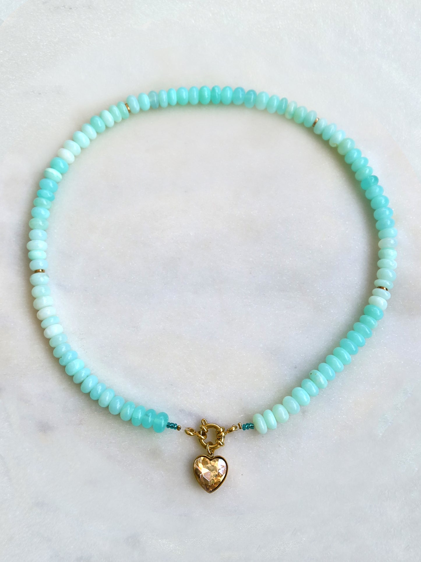 OPALE Vert d'eau - collier pierres semi-précieuses