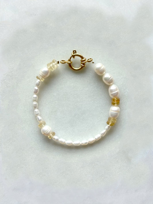 PERLA RAYO - bracelet perles de culture, citrine