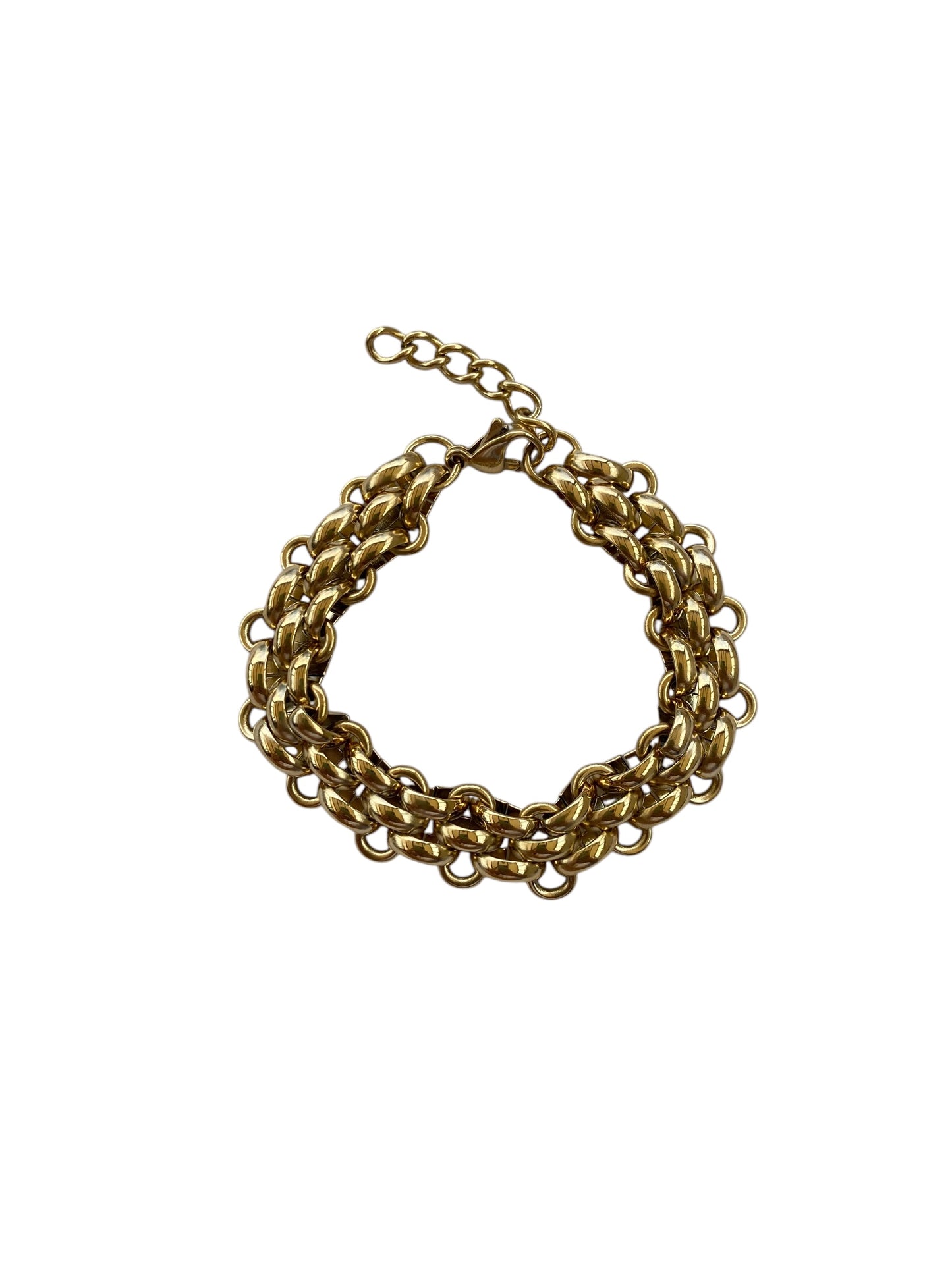 CONCHA - bracelet double maille forçat croisée